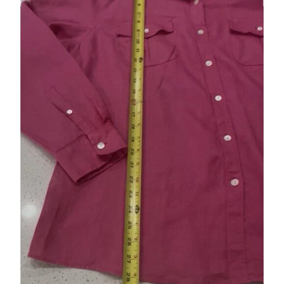 LL Bean 100% Linen XL Button up Shirt Roll Tab Pink Pockets Minimalist City Chic - Picture 3 of 8